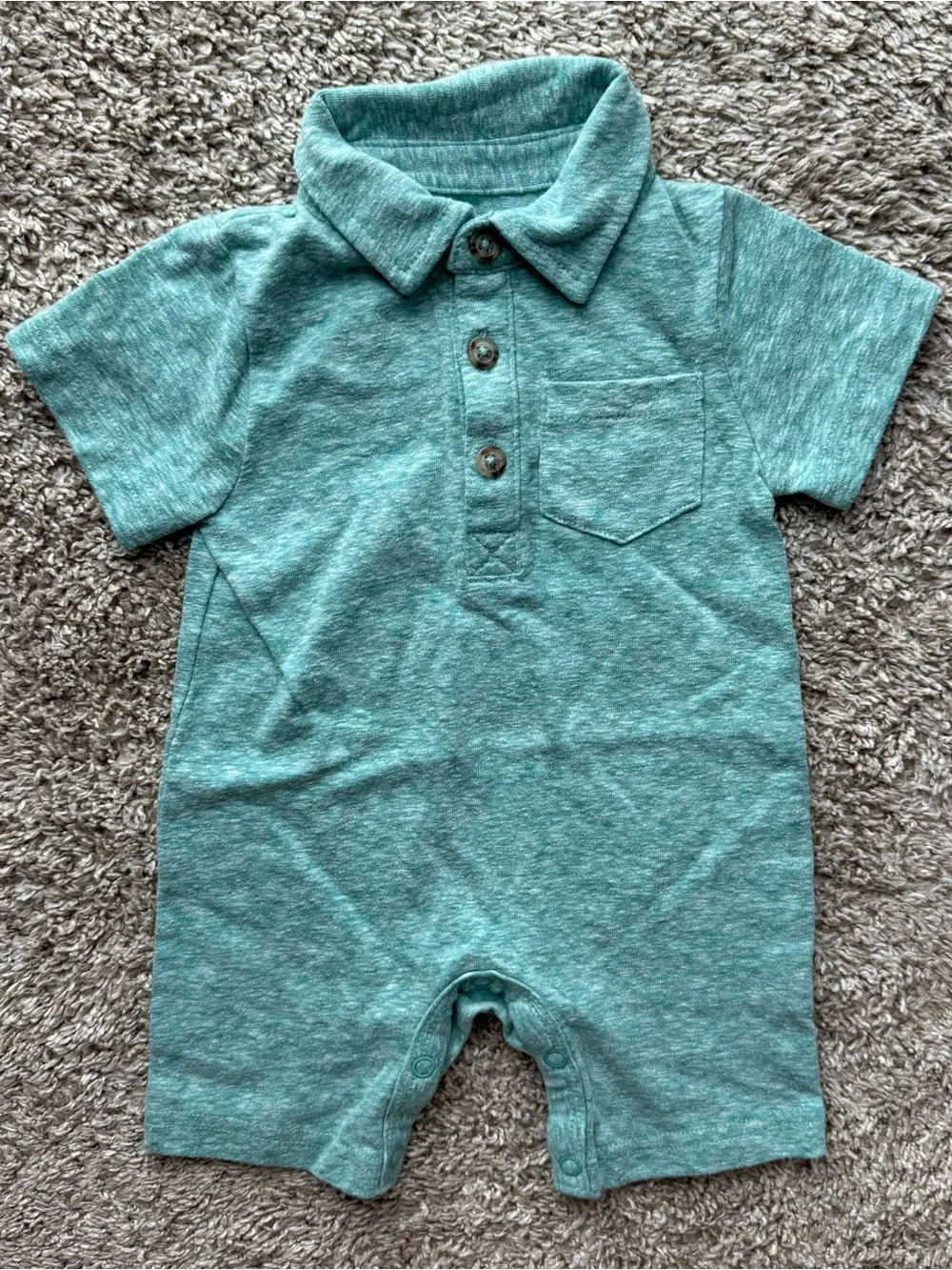 Lullaby Lane Mint Green Polo Romper Baby One Piece 3-6 Months